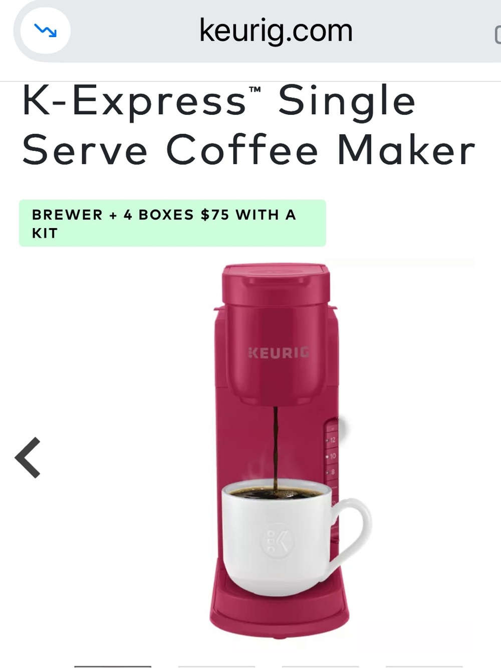 NIB- Keurig K-Express Single-serve coffeemaker in Island Berry. MSRP-$ $119